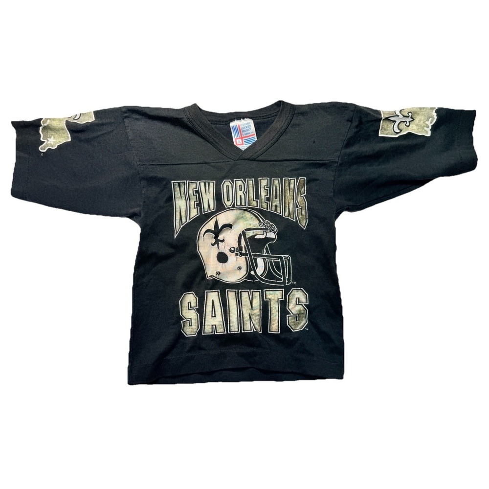 Vintage New Orleans Saints Kids Jersey‎ Shirt USA Single Stitch Black M 5-6
